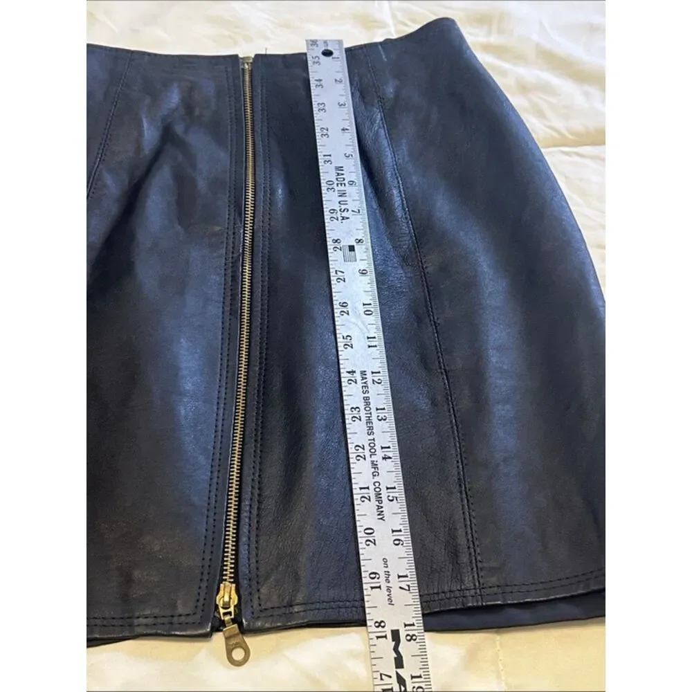 VTG Styleworks Genuine Leather Mini Skirt Womens 8 Biker Retro Grunge Zip 90s